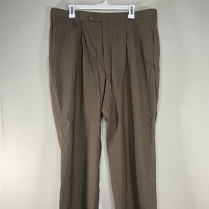 Vintage Tailors Row 100% Worsted Wool Pleated Dress Pants Men's 36 x 28 Brown